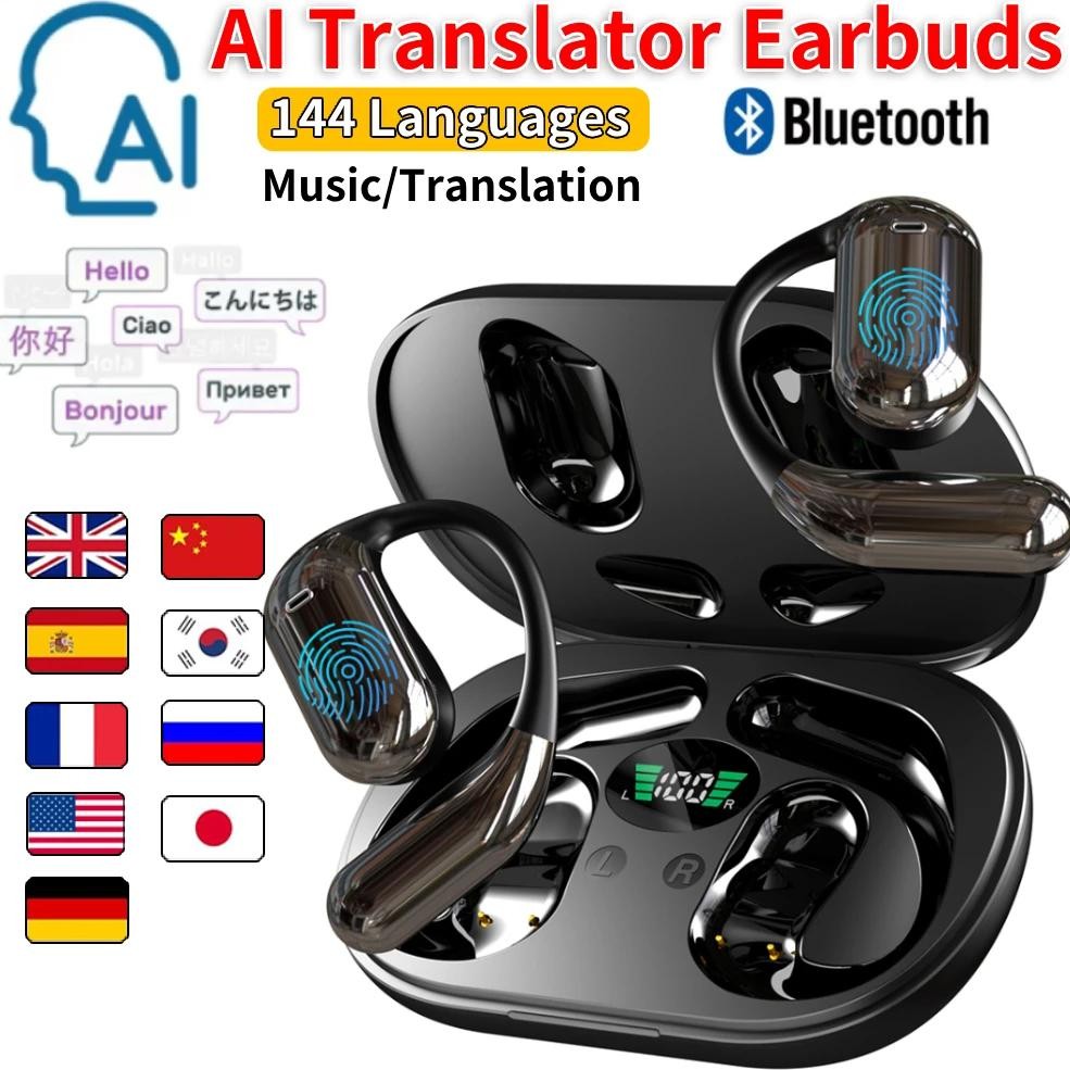 

AI Translator Earbuds Real-Time Translators Headphones 144 Languages voice translator Wireless Bluetooth Earphones For Travel