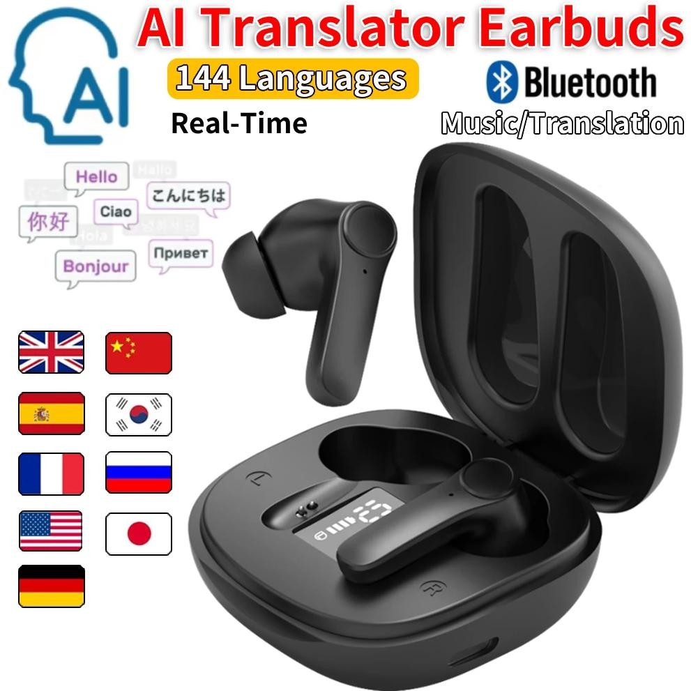 

144 Languages Real Time Translator Earbuds 4 Translation Mode Wireless BT Translator Headset IPX6 Waterproof for Business Travel