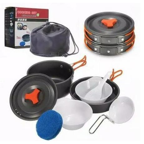 Paket Lengkap Set Panci Alat Masak Kemah Hiking Outdoor Anti Lengket