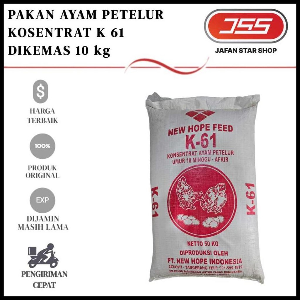 KOSENTRAT K 61 PAKAN AYAM PETELUR DAN PAKAN AYAM PEDAGING DIKEMAS 10 KG