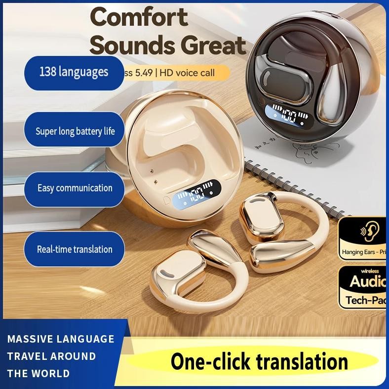 

2024 new smart Bluetooth headset wireless binaural simultaneous translation dual-mic noise reduction multi-language translation