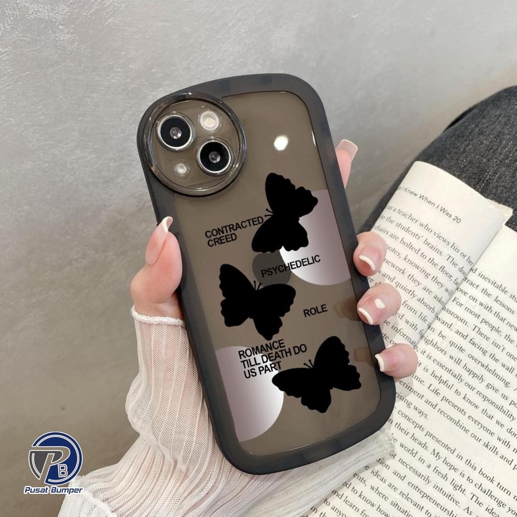 Okk-1520 Tc21 Ss144 Softcase Silikon Motif Kupu Kupu Hitam For Oppo A18 A38 A58 A78 4G 5G A8 A31 A83