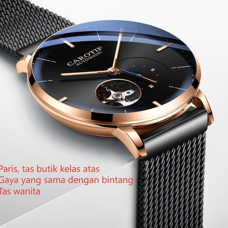 Jam Tangan SwissDua Sisi Berongga Gerakan SwissJam Tangan Mekanis Otomatis Pria, Arloji Mekanis Murn