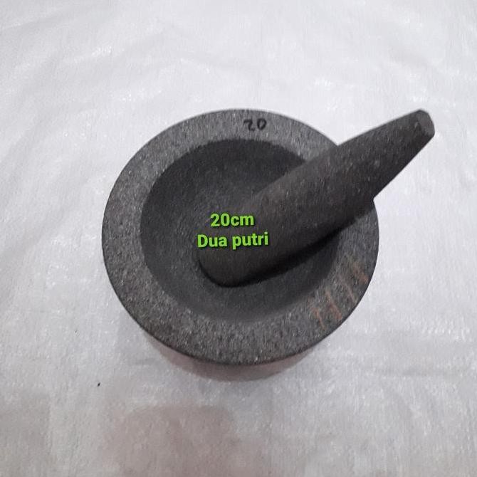 Tersedia Lumpang bubut batu asli 20cm+alu