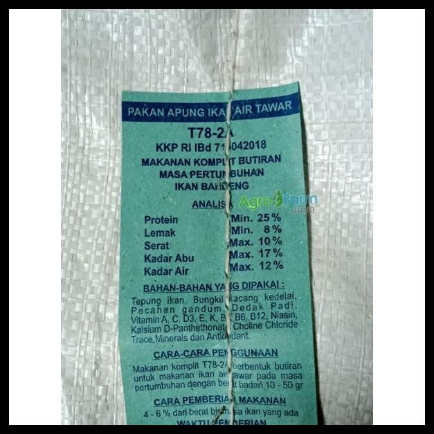 PAKAN PELET IKAN "TURBO T78-2A" GURAME,NILA,MAS,BANDENG PAKET 10 KG