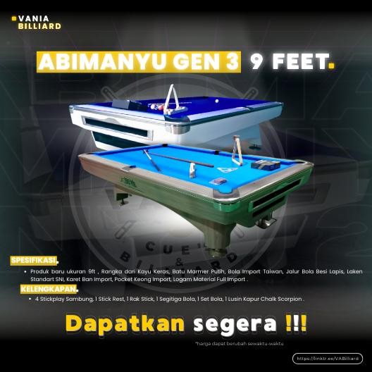 Meja Billiard 9ft Lokal Abimanyu Gen 3 | MEJA BILYAR LOKAL 9FEET MEJA BILLIARD 9FIT LOKAL