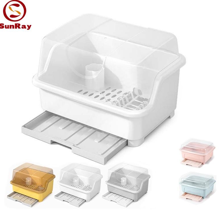 Rak Piring Plastik Rak Pengering Piring Rak piring tertutup / Sendok Rak DapurTutup Rak Piring Plast