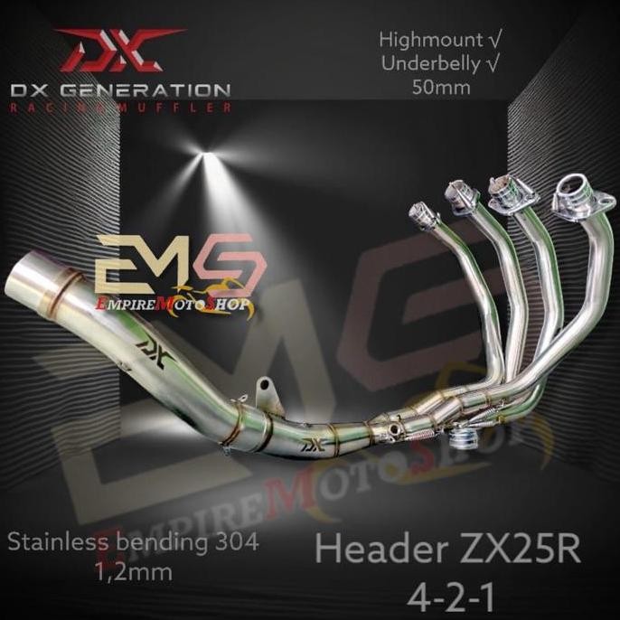 DX Header Leher Knalpot ZX25R ZX 25 R ZX25 R ZX4 untuk Silencer Leovince dan Arrow