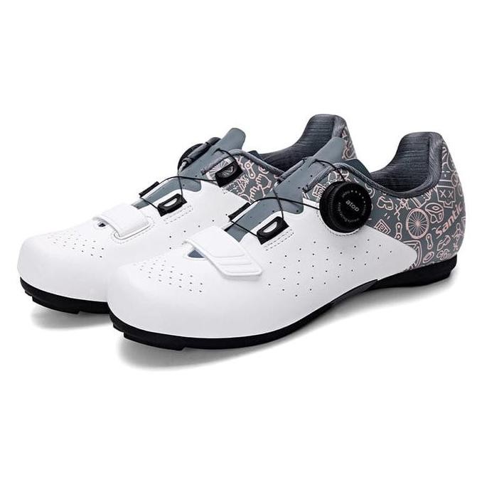 Sepatu Sepeda Wanita Santic New Women Cycling Shoes Flat Non Cleat Roadbike Mtb White Grey Original
