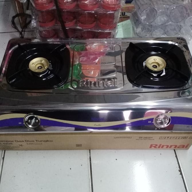 Tersedia Kompor Gas 2 Tungku Rinnai/Rinai RI-522E Stainless/Stenlis
