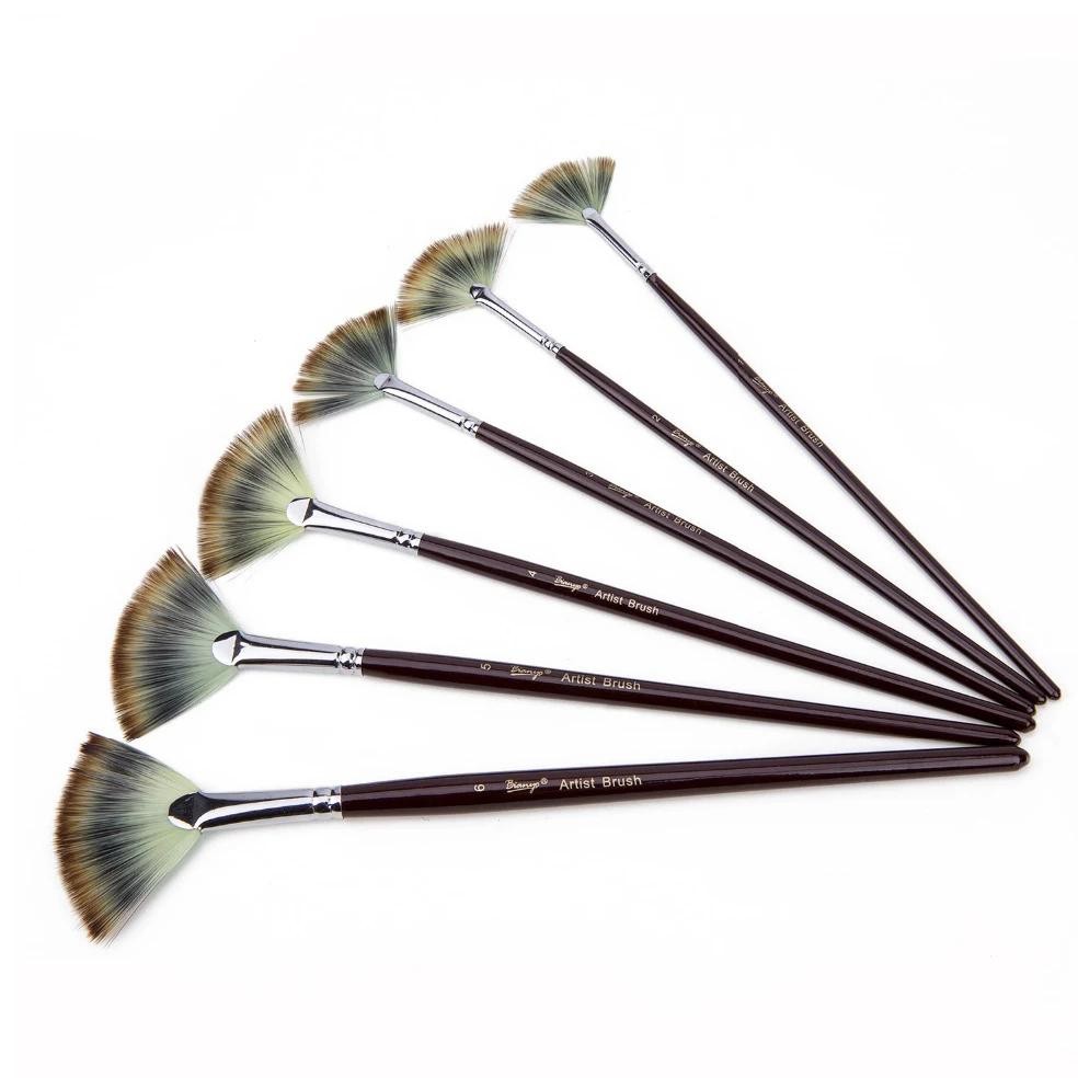 

Seamiart 6Pcs Fan Shaped Nylon Hair Gouache Watercolor Paint Brush Set For School Painting Drawing Painting Brush Art Supplies