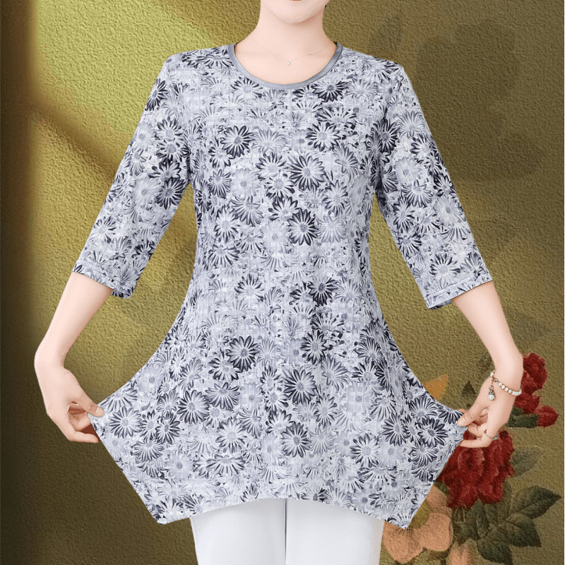 Kemeja Sifon Motif Bunga Wanita, Kemeja Musim Panas Model Korea Modis Motif Bunga untuk Wanita