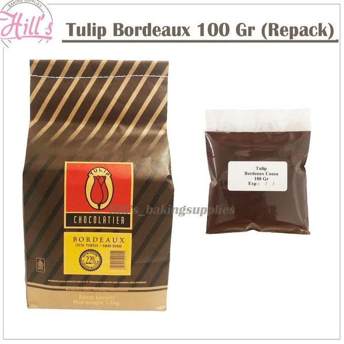 

[Ready/Spesial] (Repack) Tulip Bordeaux 100 Gr Cocoa Powder Dark / Coklat Bubuk Premium Cokelat Chocolatier 100Gr [Terlaris&Recommended]