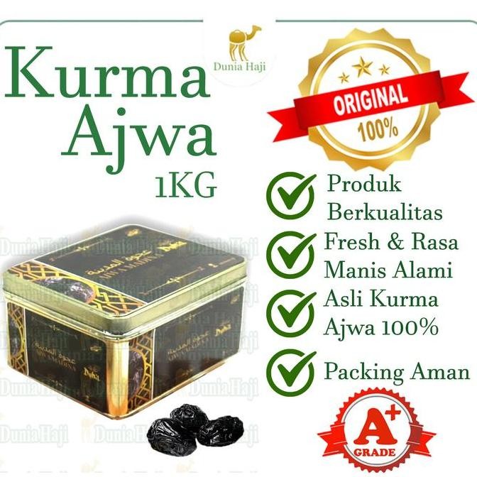 

READY Kurma Ajwa Madinah 1Kg Kurma Nabi Asli Madinah Kemasan KALENG