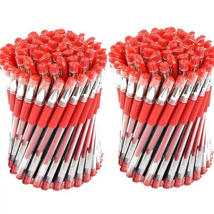 

les HL0705 Pena Isi 100 Pcs Gel Mimi 0.5mm Pulpen Balpoin Biru Hitam Merah Plastik Sekolah Tinta Stationery Bolpoin