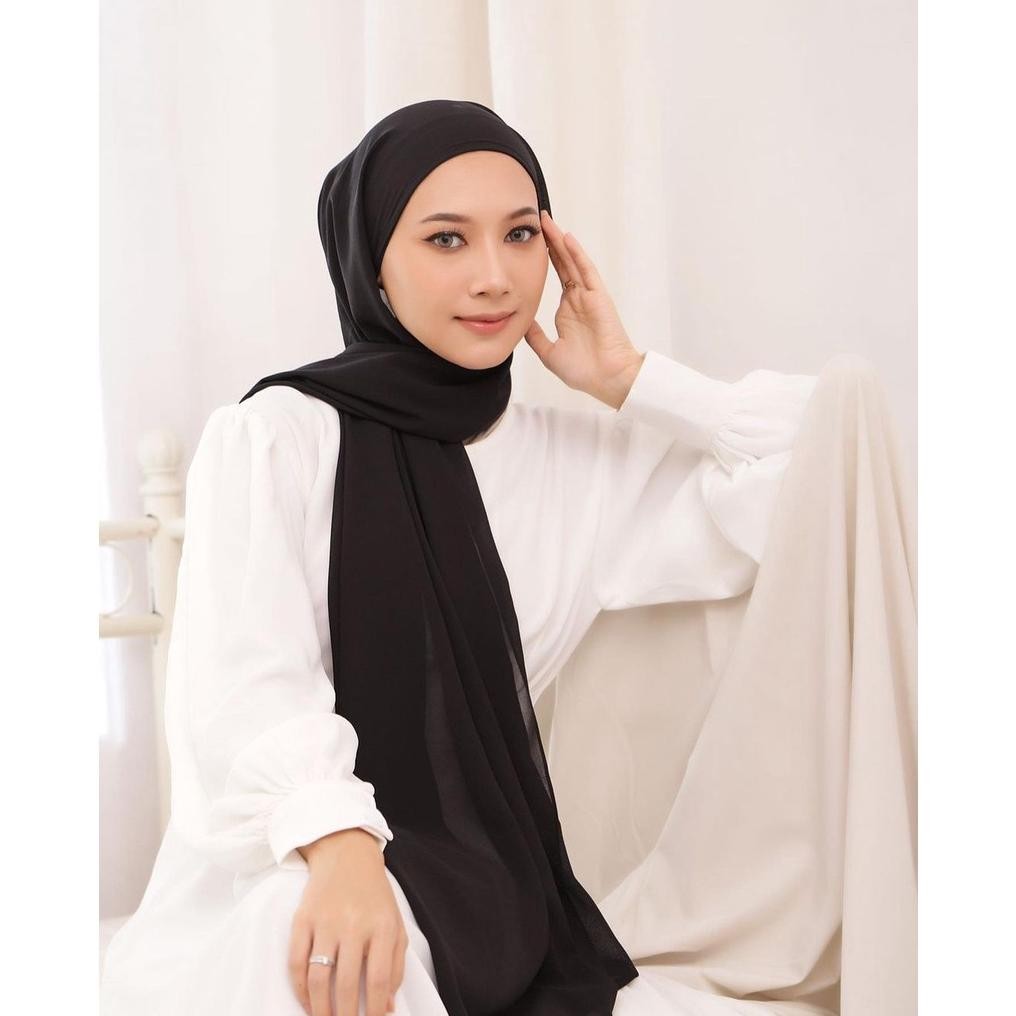 Efisien Adiezca Pashmina Inner Turki Cepol/ Pasmina Ceruty Inner Sanggul Ubur-Ubur Premiun Aman Terb
