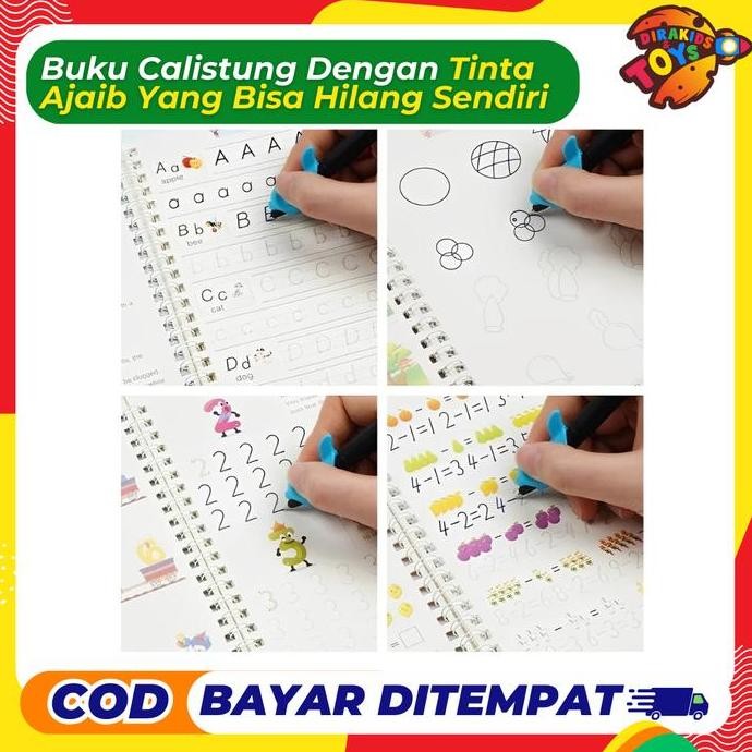 

les [ISI 4 BUKU + PULPEN + REFILL] Buku Ajaib Bisa Hapus Sendiri, Sank Magic Alphabet Practice Book Set Buku Edukasi Belajar Menulis Pen Pulpen Tinta Stationery