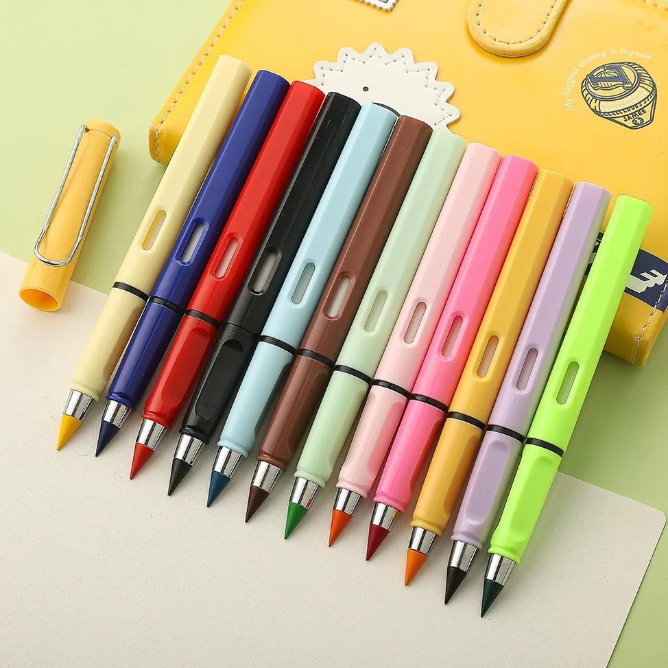 

12-Colors Eternal Pencils Erasable Infinite Drawing Pencils No Sharpening Required Vibrant Colors For Art School And Sketching