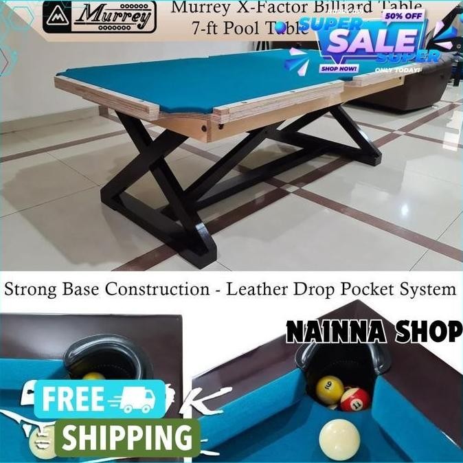 MURREY X-FACTOR 7-FT COMBO POOL PINGPONG TABLE - BATU SLATE MEJA BILLIARD 7 FEET BILIAR ASLI PAKET H