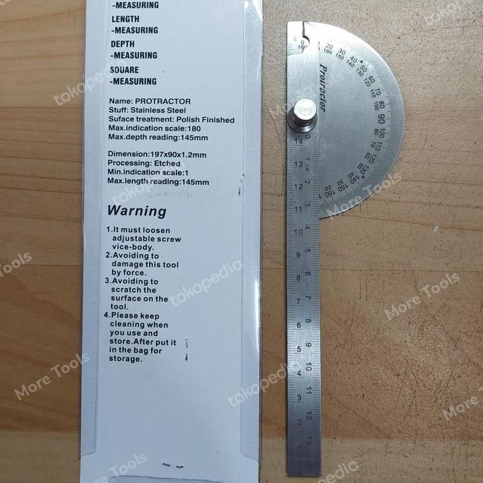

les Penggaris Busur Derajat Protector Stainless Steel 10cm 180 Derajat