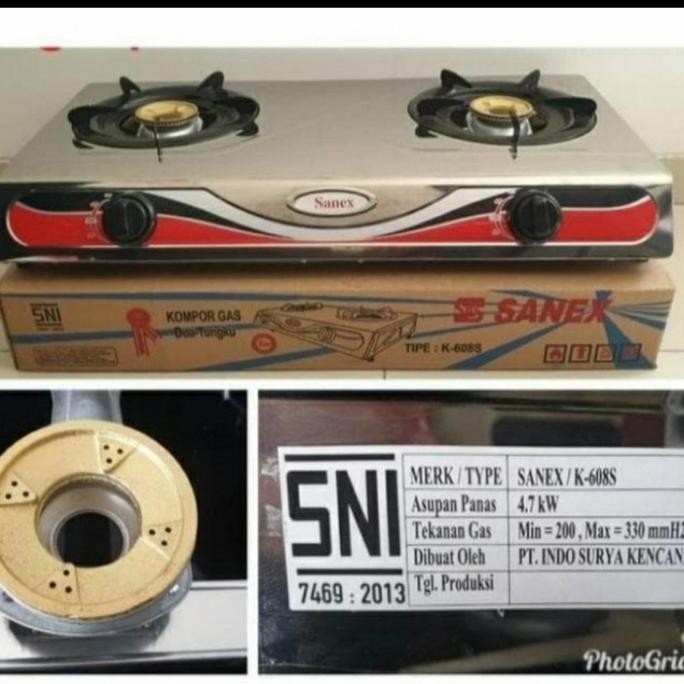 Tersedia SANEX K608S Kompor Gas SANEX K608S Kompor Gas 2 Tungku bahan Stainless