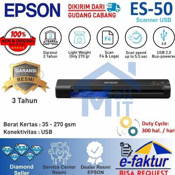 SCANNER EPSON ES-50 EPSON ES50 F4 Legal USB Garansi Resmi