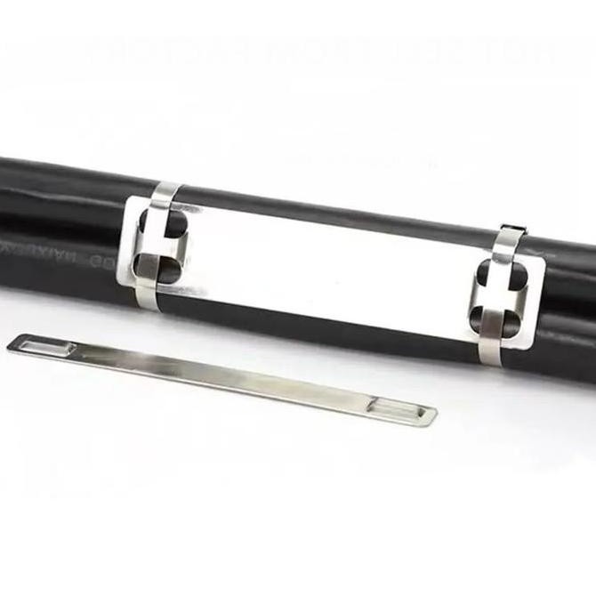 

Per100 pcs Tag Name Plate 19 x 89 mm FULL STAINLESS STEEL Marker Plat Nama 1.9 x 8.9 cm Cable Ties penanda Kabel Tis Kualitas Original