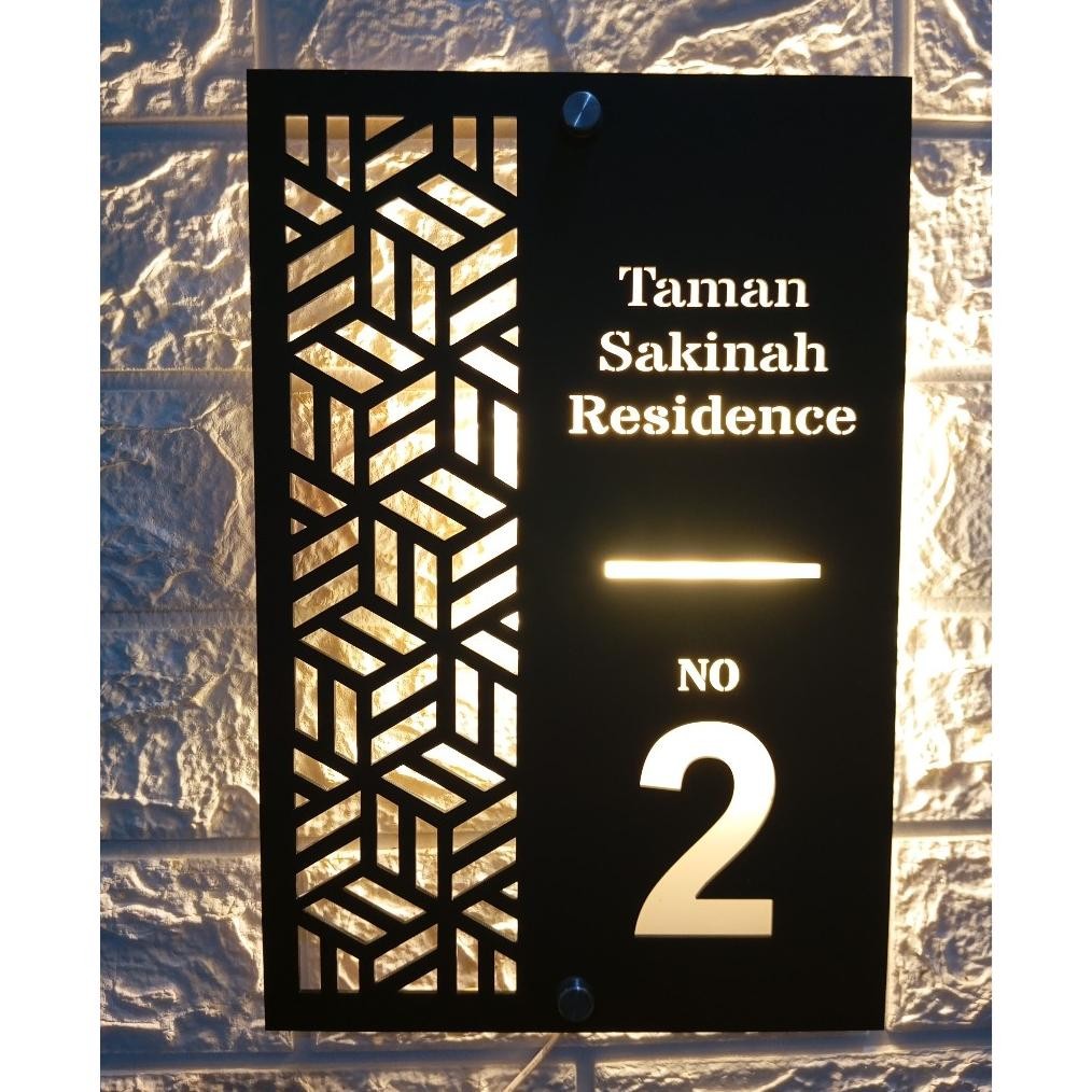 NEW Papan Nomor Rumah Akrilik LED ELEGANT | No Rumah Lampu LED