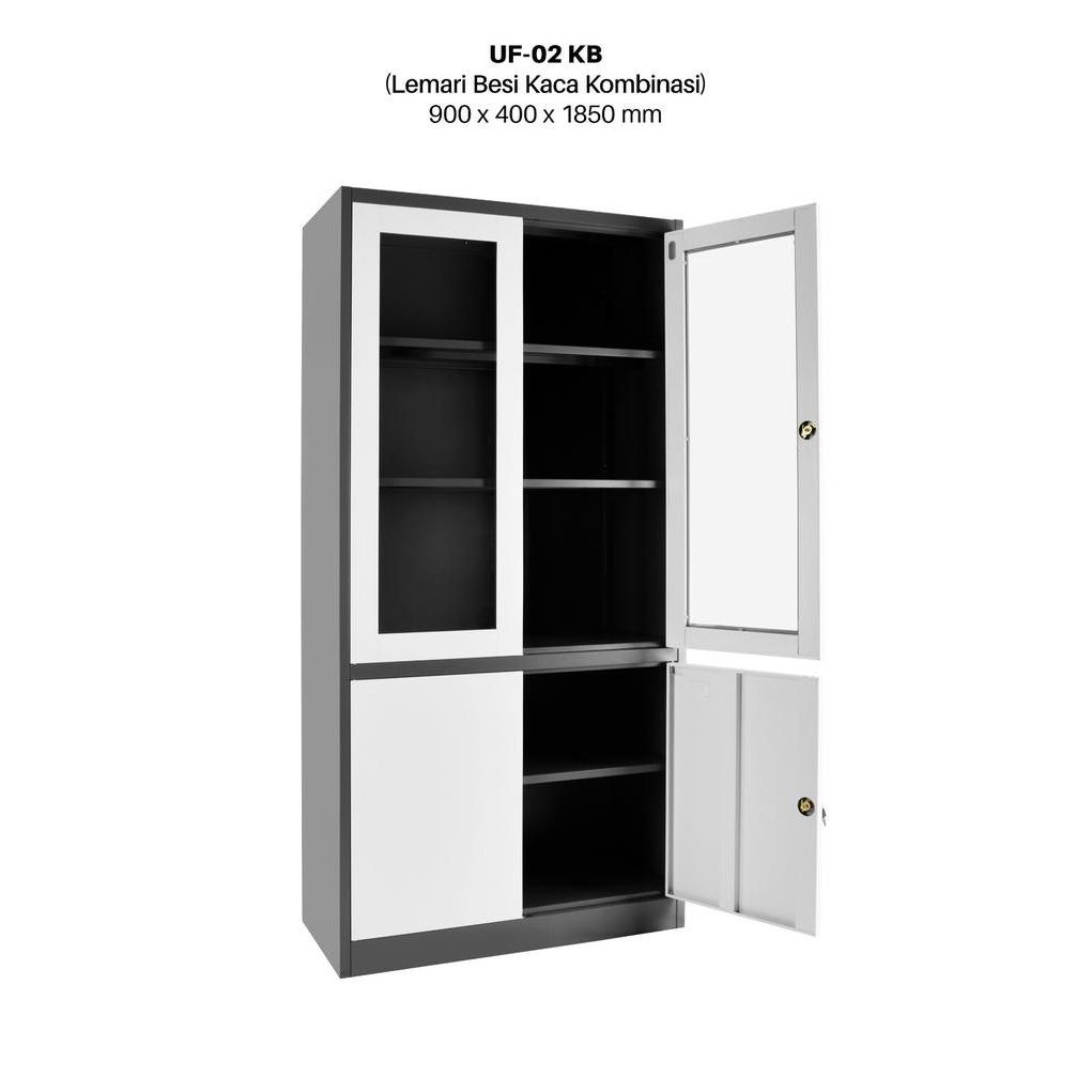 

UNO Lemari Besi Arsip Kaca Kombinasi Laci UF 03 KB Mekar Furniture Kualitas Original
