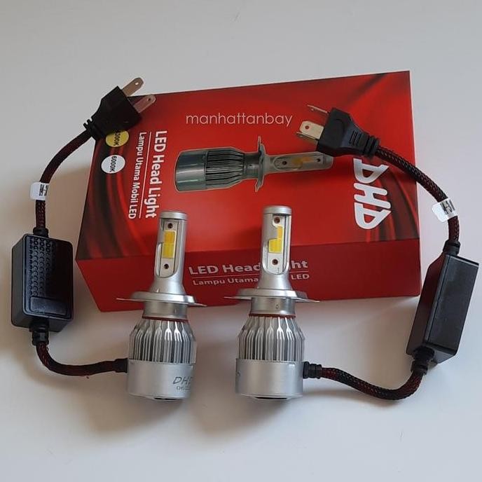. Sepasang (2pcs) Lampu LED 3 Warna DHD Soket H4