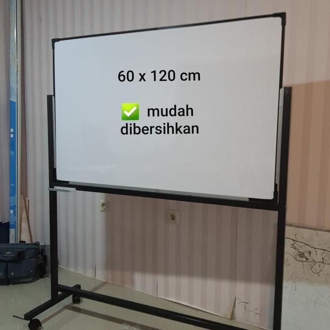 

whiteboard stand 60 x 120 mudah dibersihkan nonmagnet Kualitas Original