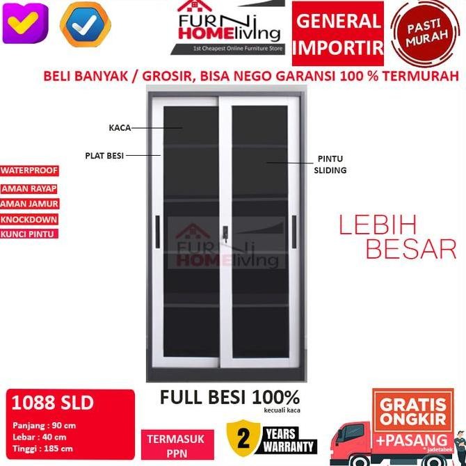 

BIGGER SIZE Filing Cabinet Besi Pintu Sliding Kaca AK1088 Kualitas Original
