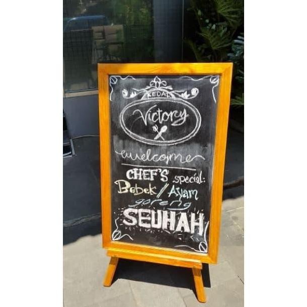 

Papan Tulis Kapur Menu Cafe Standing 50x80 Murah Prewed EcoSave Blackboard Chalkboard Frame Kayu Kualitas Original