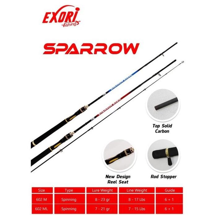 

Terlaris Joran Exori Sparrow 602M 602Ml 180 Cm Free Pipa Joran Pancing Carbon Solid Sparow Fishing Rod
