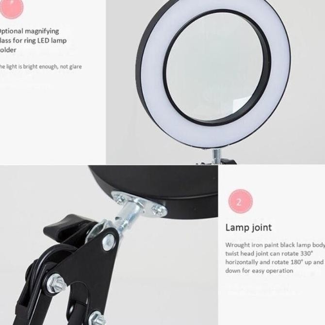 

AVPRO Desk Lamp 16cm Led Ring with 8x Magnifying Glass w Base 15cm Kualitas Original