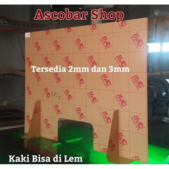 

Sekat Acrylic 2mm Lebar 120x80cm Meja Teller Kasir Partisi Pembatas Kualitas Original