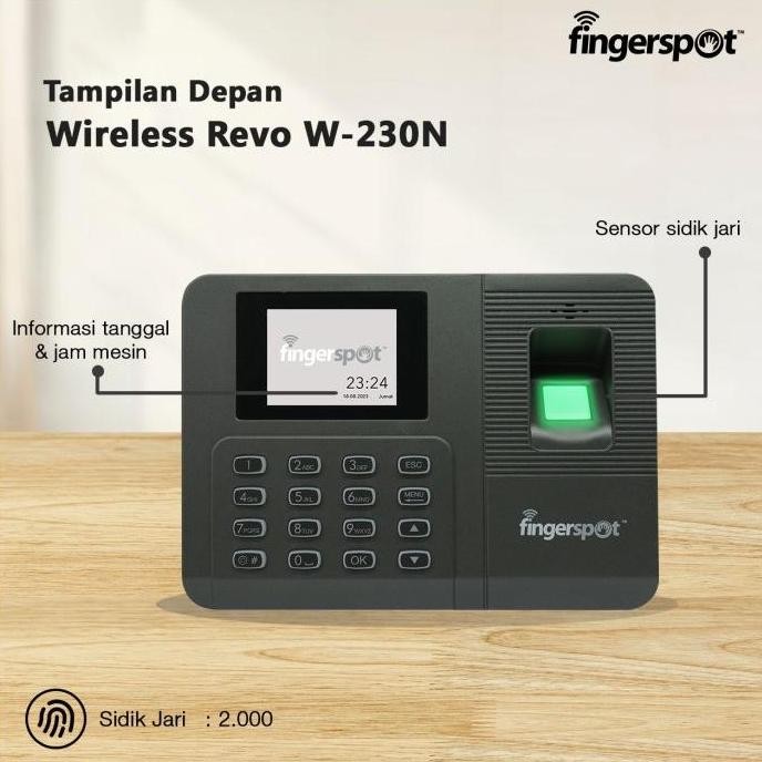 Premium Mesin Absensi Finger Print (Sidik Jari) Fingerspot Revo W-230N WIFI