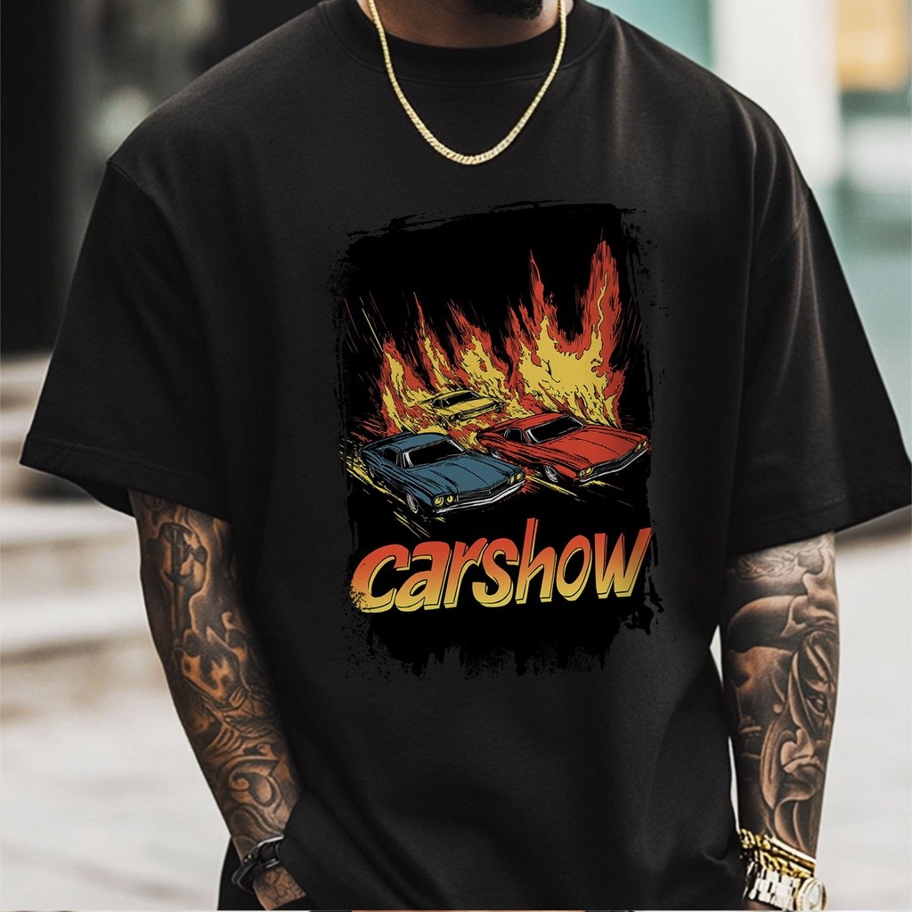 PalemOrganic kaos Oversize Wanita︱100% Cotton Combed Kaos︱Pertunjukan Mobil Berapi