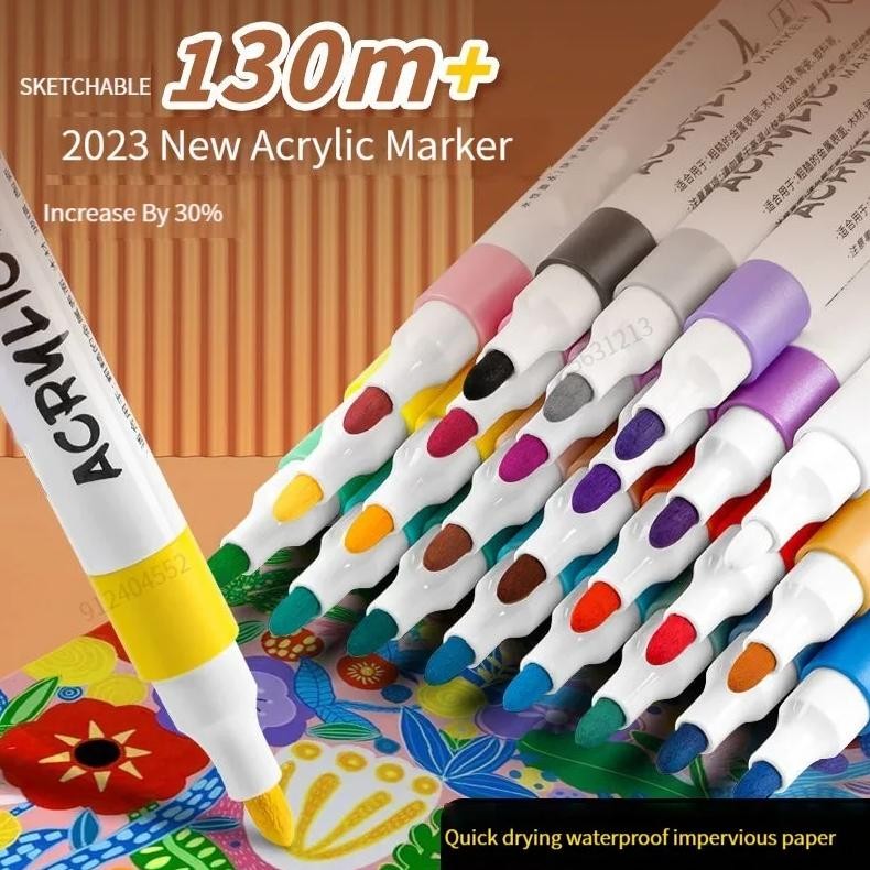 

12/24/36/48 Colors Acrylic Paint Marker Set Art Markers Painting Pen Graffiti For Stone, Disc, Mobile Phone Case Shoe Glass