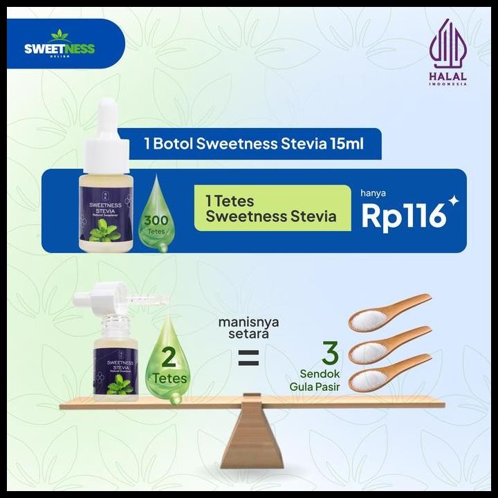 

Terlaris [Dapat 3 Pcs] Sweetness Stevia 15Ml - Pemanis Alami Nol Kalori Untuk Minuman Dan Makanan - Halal - Stevia Cair Food Sugar - Gula Stevia 0 Kalori Sweetener Good Quality