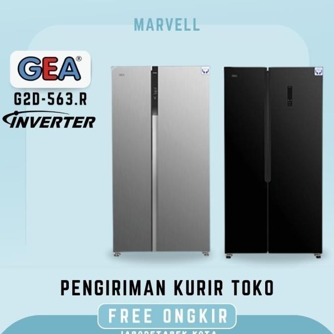 Tersedia KULKAS GEA INVERTER G2D-563 KULKAS 2 PINTU SIDE BY SIDE BLACK ORIGINAL