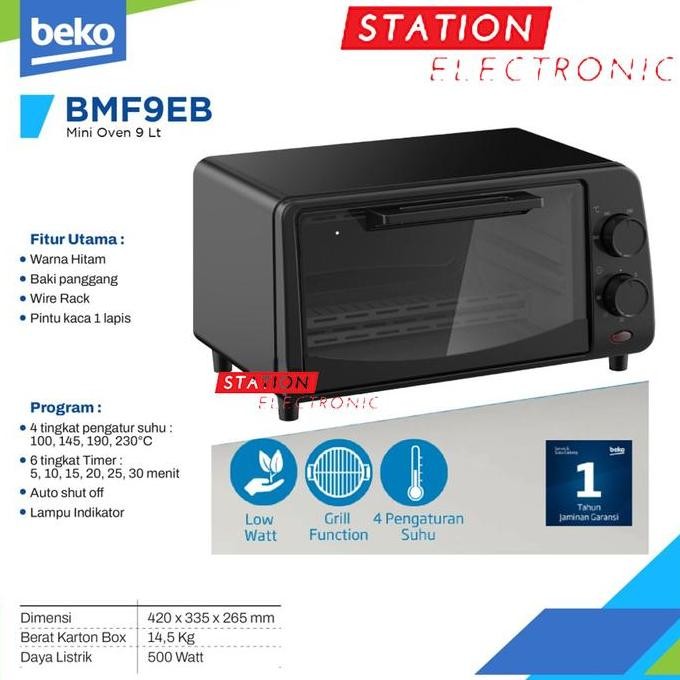 Beko 9L Mini Oven Dengan Pemanggang Bmf9Eb / Bmf 9 Eb