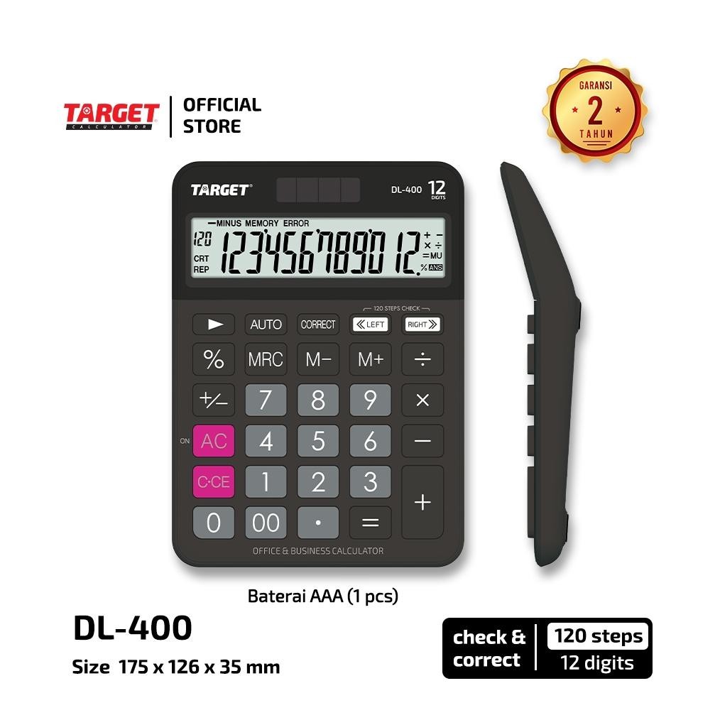 

LINDU Target DL-400 - Desktop Calculator - 12 digit - Baterai AAA