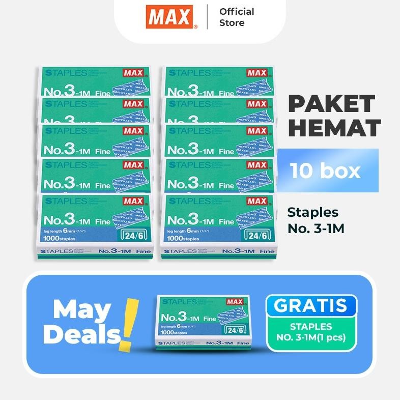 

LINDU PROMO Ramadan - Isi Staples 3-1m = 10 pcs GRATIS 1pcs / Buy 10 get 1 FREE / Stapler Staples Stapler Max Staples Max isi steples max