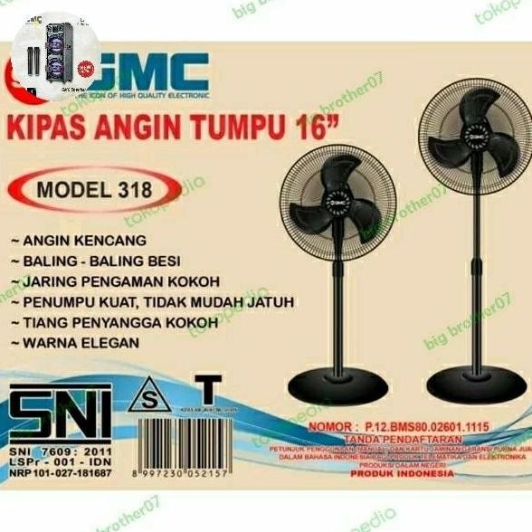 KIPAS ANGIN BERDIRI GMC 16 INCH BESI / KIPAS ANGIN TORNADO BERDIRI GMC