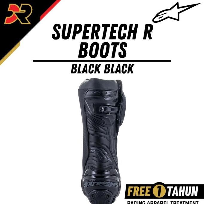 Terjangkau Alpinestars Supertech R Black Black Racing Boots Sepatu Balap