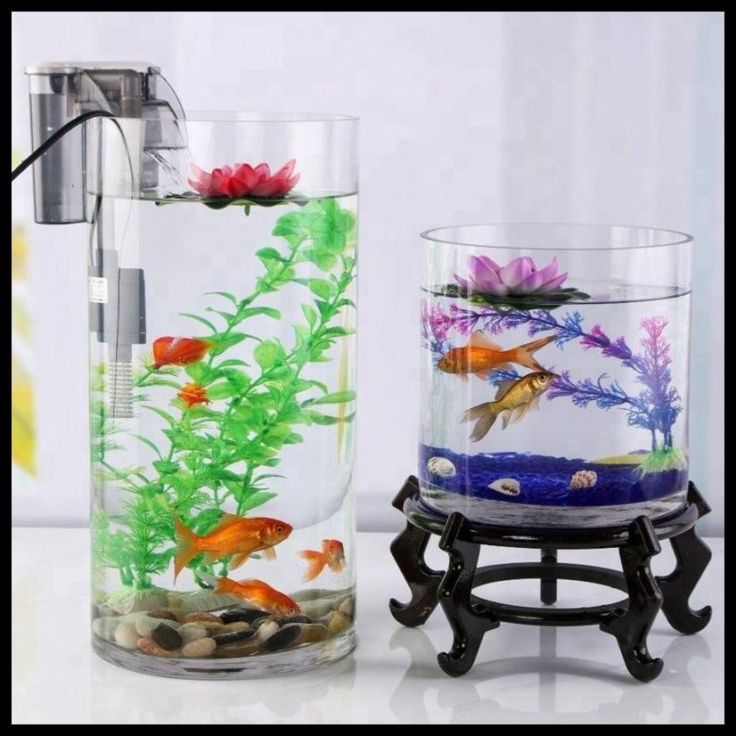 AQUARIUM MINI KACA TABUNG / AKUARIUM IKAN HIAS KECIL GUPPY CUPANG / AQUASCAPE