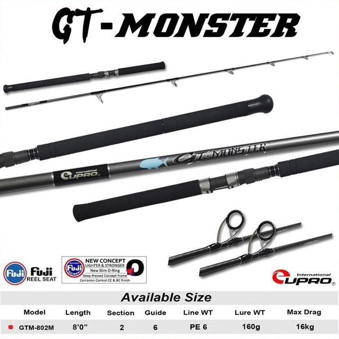 

Terlaris Eupro Joran Pancing Spinning Gt Monster 240Cm Pe 6 Carbon Cross Wrap Full Fuji Cocok Untuk Popping