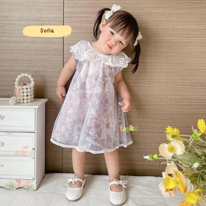 Princess - Dress Kerah Vintage Princess  + Baby Doll Tile Super Premium Premium Anak Perempuan Balit
