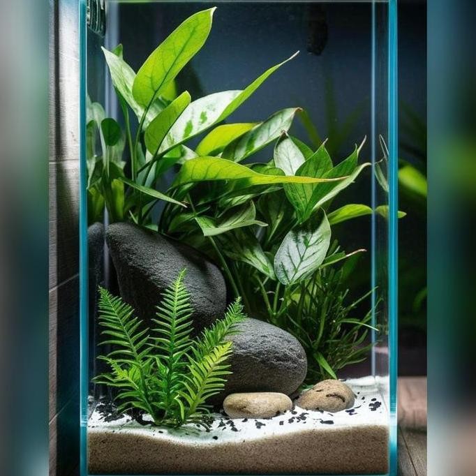 Terlaris 1 Set Aquascape Mini Pohon Sintetis Akuarium Akrilik Siap Pasang